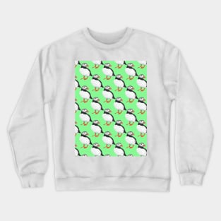 Puffin pattern on green Crewneck Sweatshirt